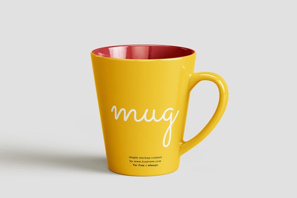 优雅的锥形马克杯咖啡杯样机mockup5组