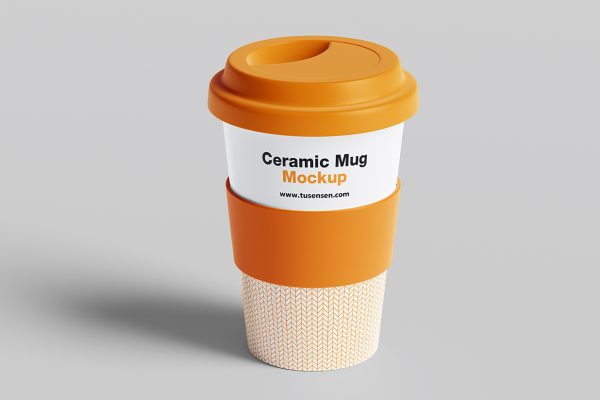 带盖子的马克杯咖啡杯样机mockup5组