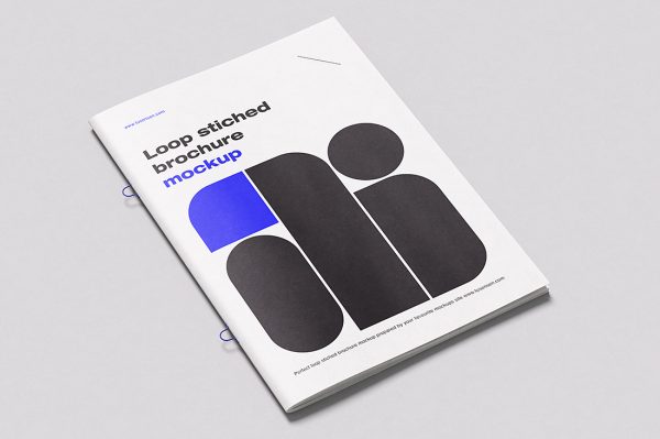精美的环形缝线杂志画册样机 mockup5 组