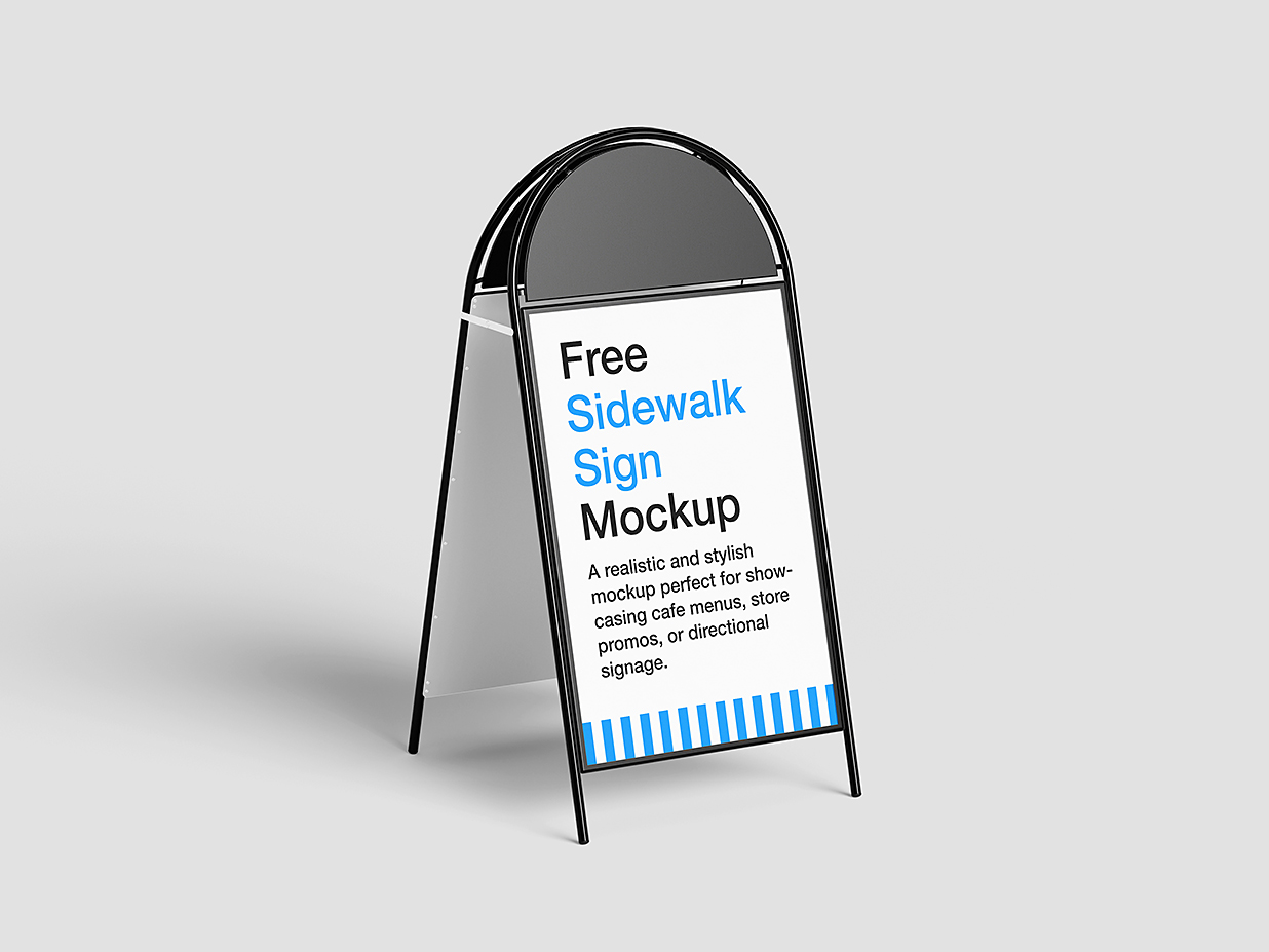 时尚的人行道标志立牌水牌样机mockup4组插图