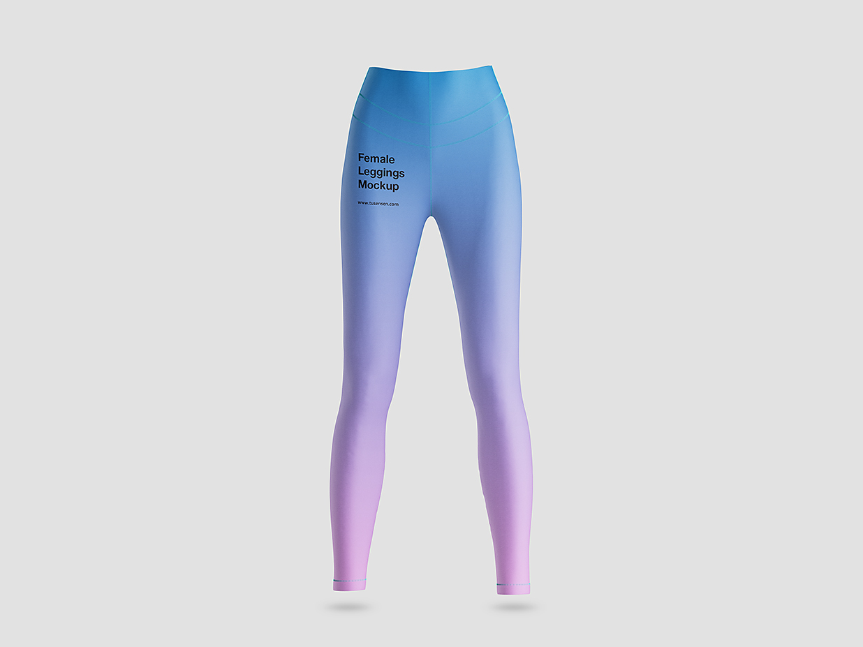 女性上衣和紧身裤瑜伽服样机mockup3组插图