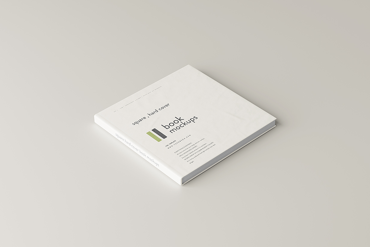 优雅的方形精装书籍样机mockup5组插图