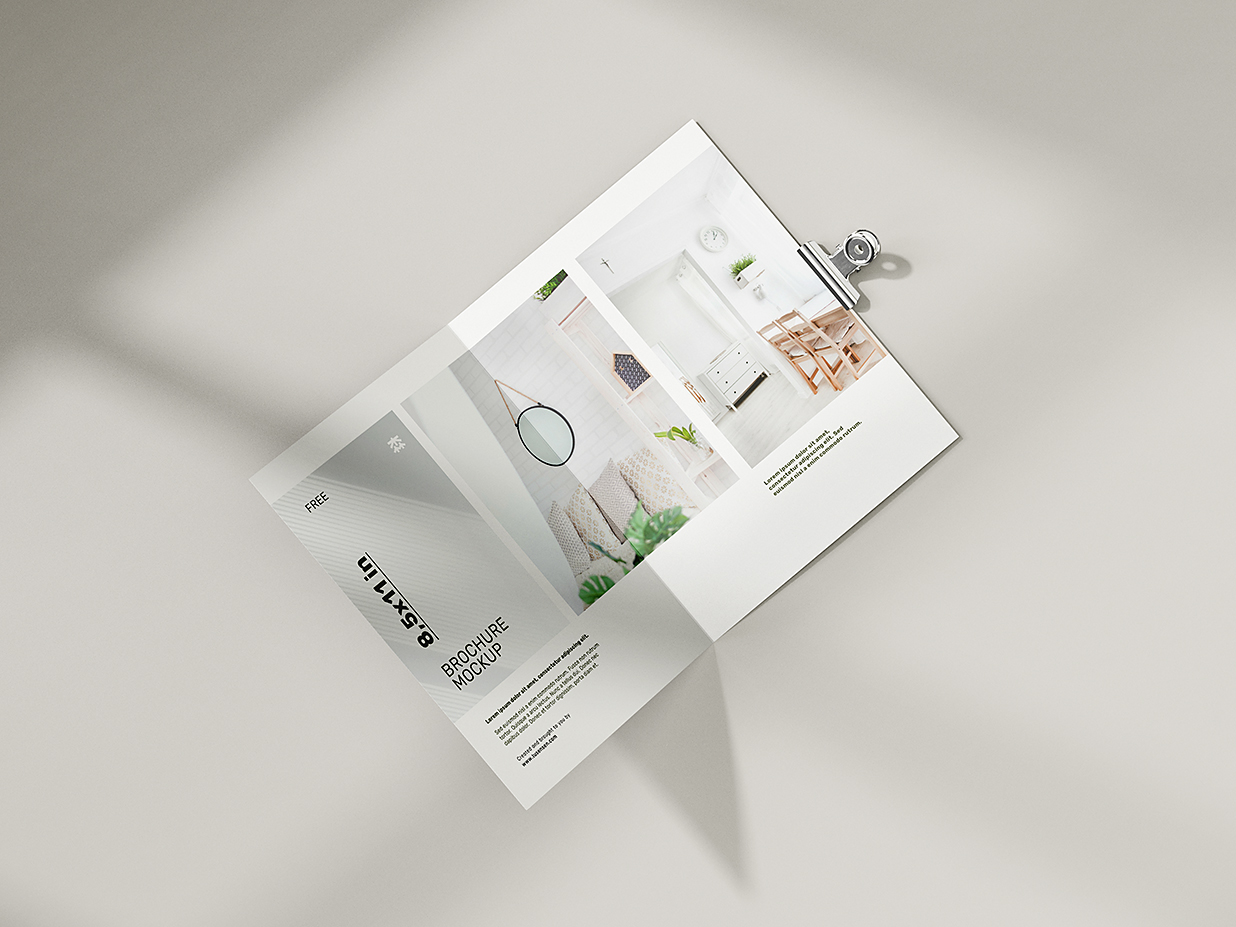 带夹子的折页双折页样机mockup5组插图