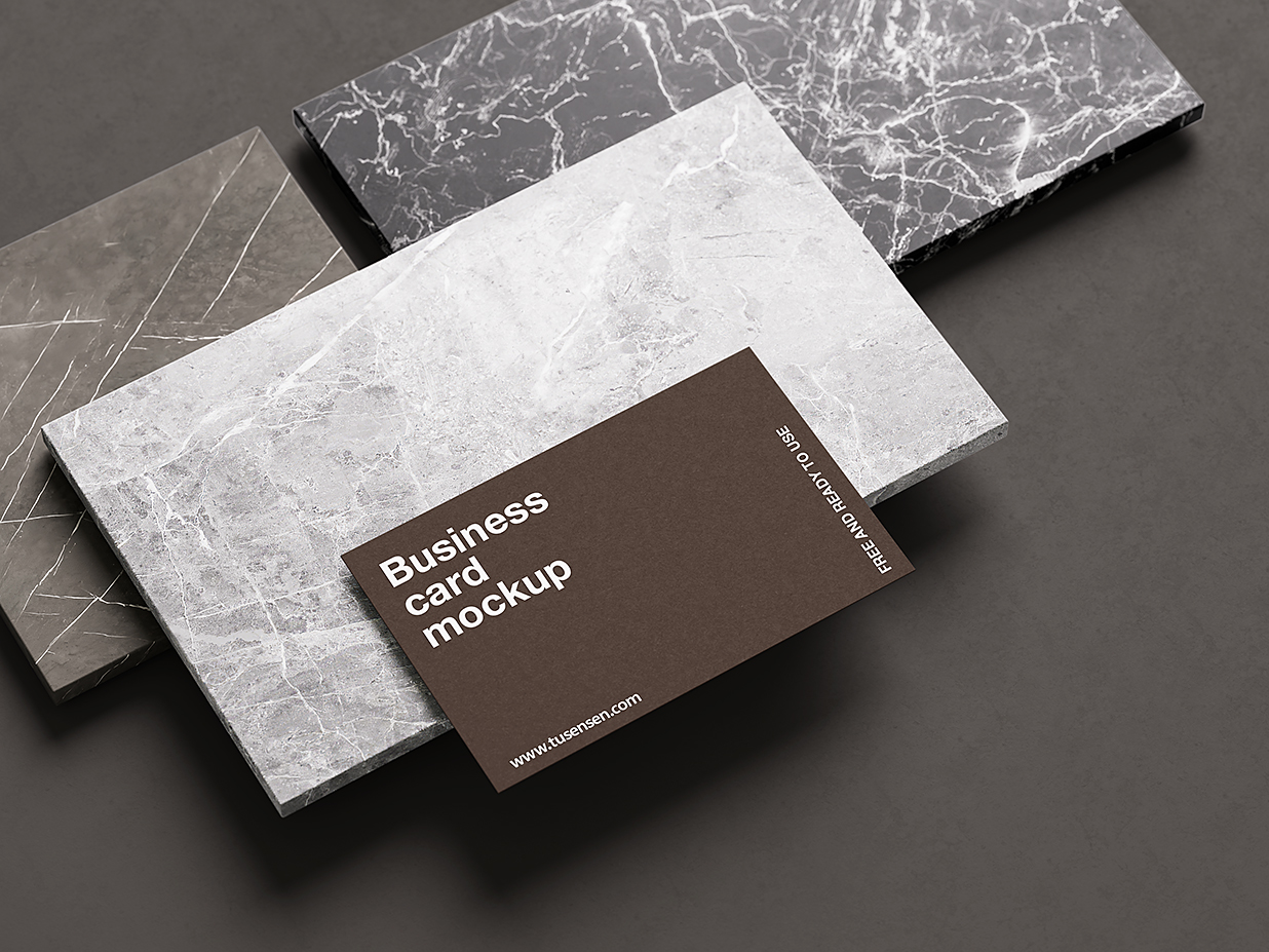 放在大理石上的名片样机mockup5组插图