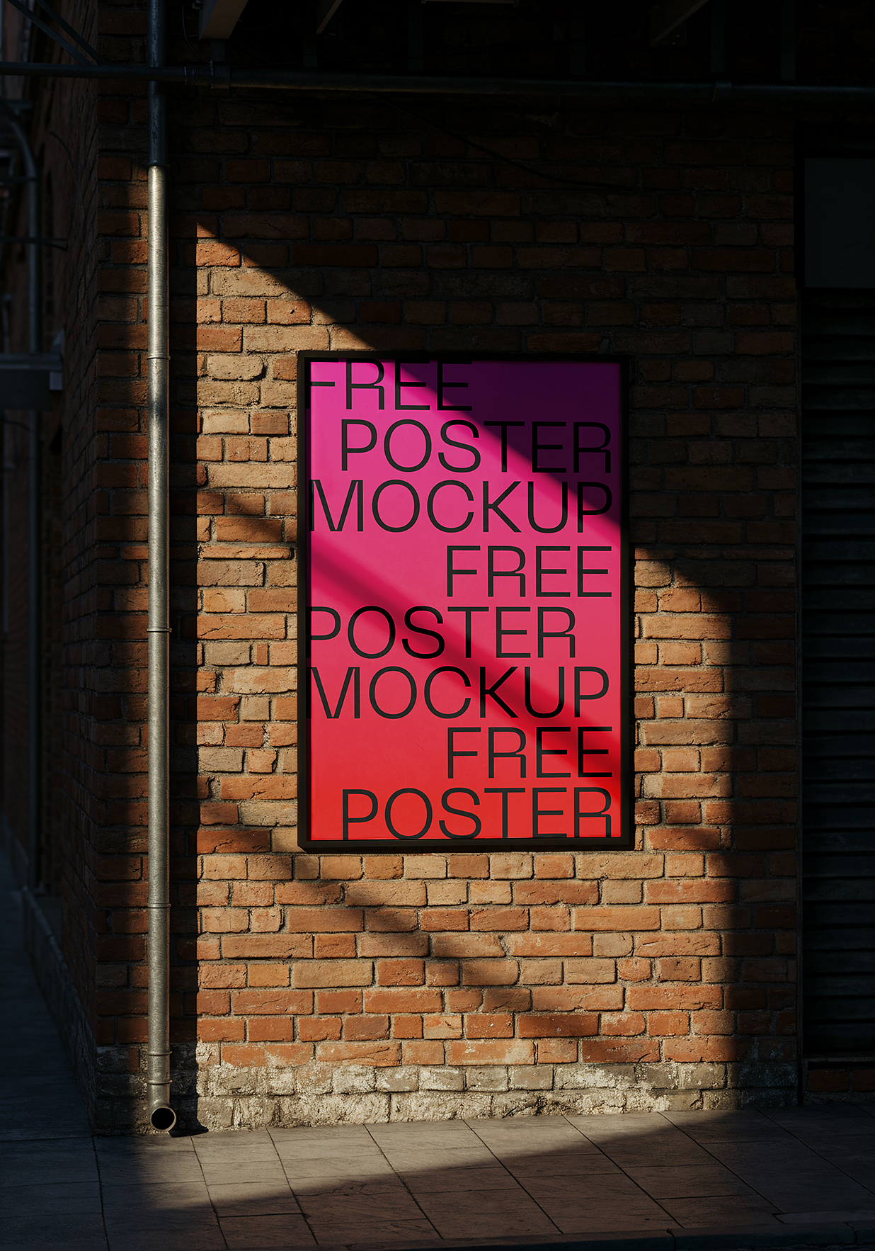 砖墙上的海报广告牌样机mockup插图 砖墙上的海报广告牌样机mockup插图