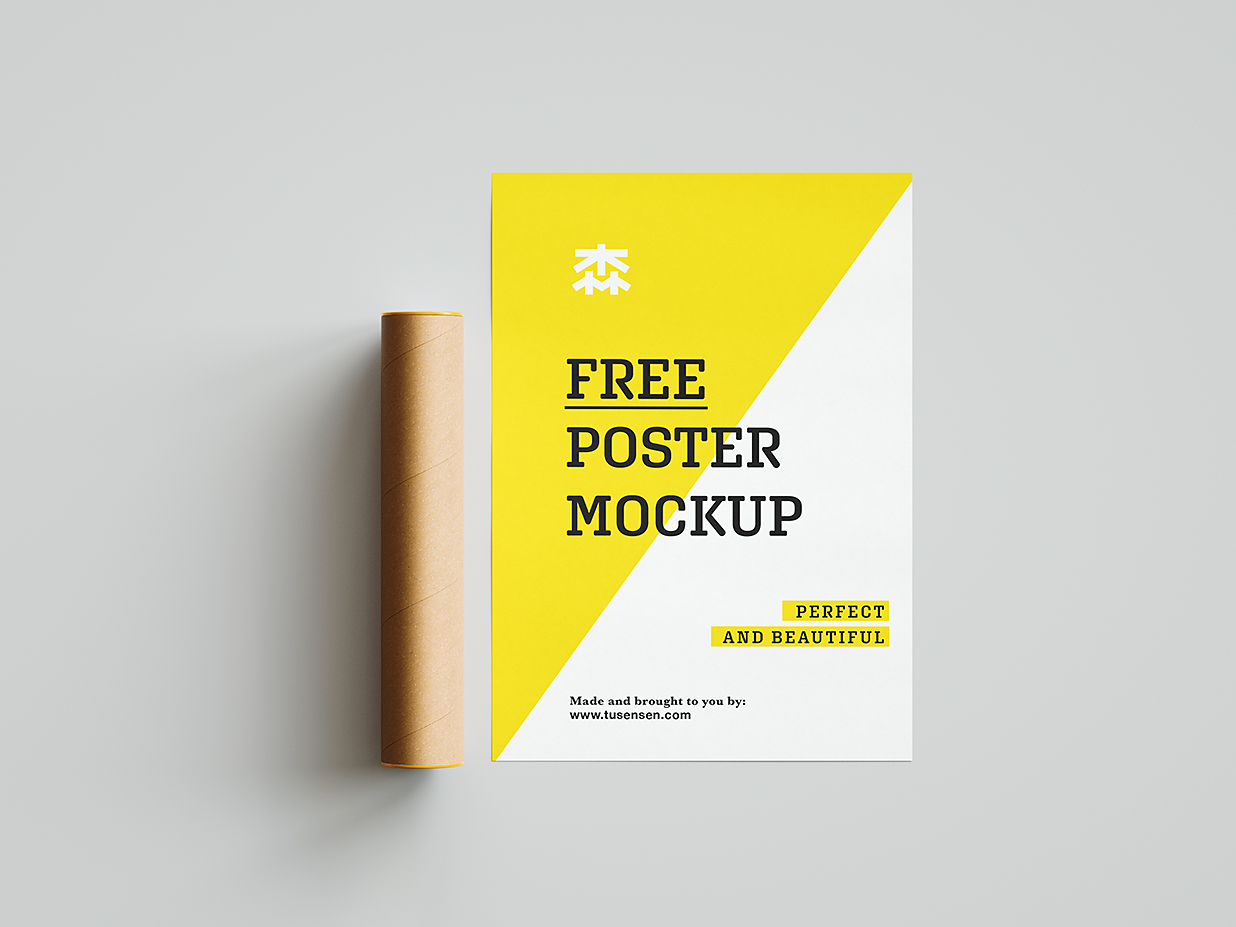带纸筒的海报样机mockup3组插图