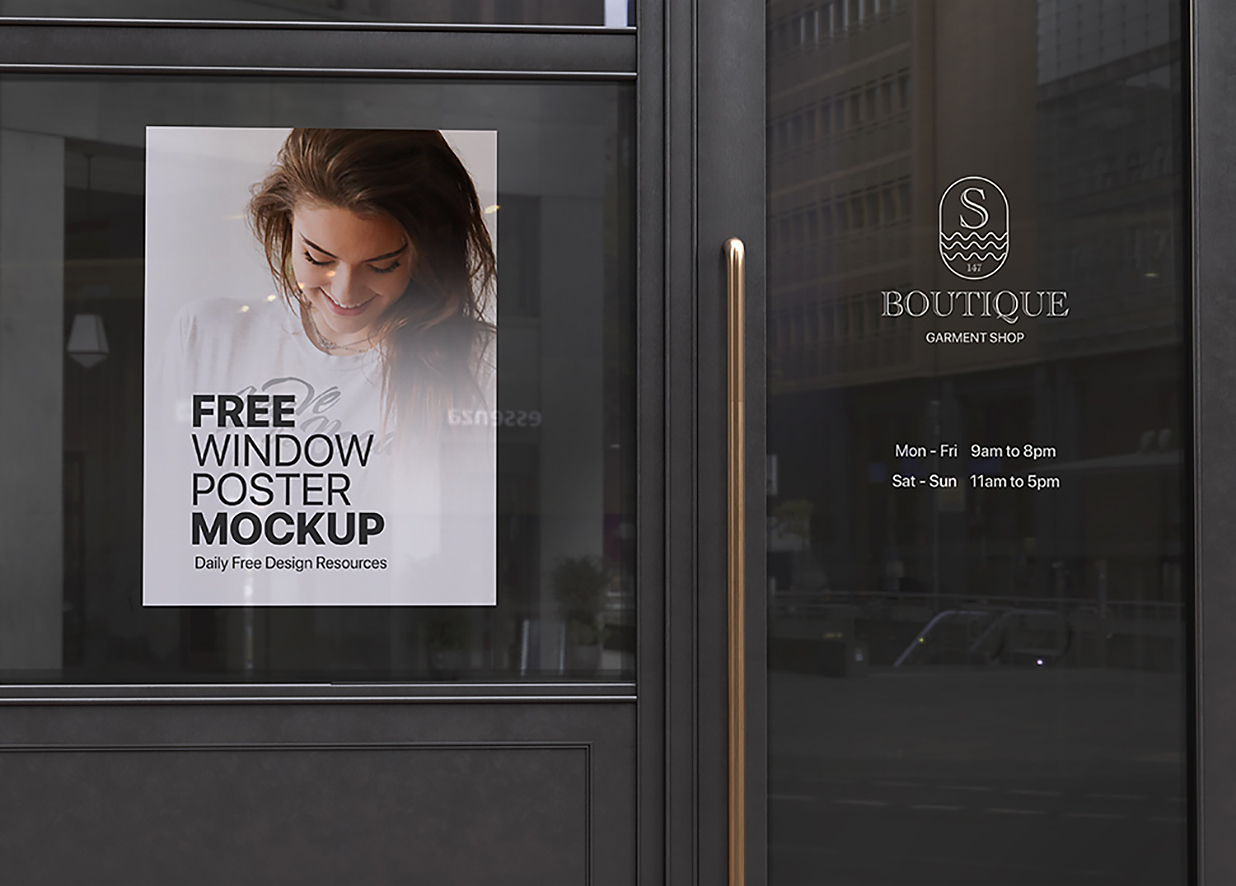 垂直窗户的纸张海报样机mockup插图 垂直窗户的纸张海报样机mockup插图