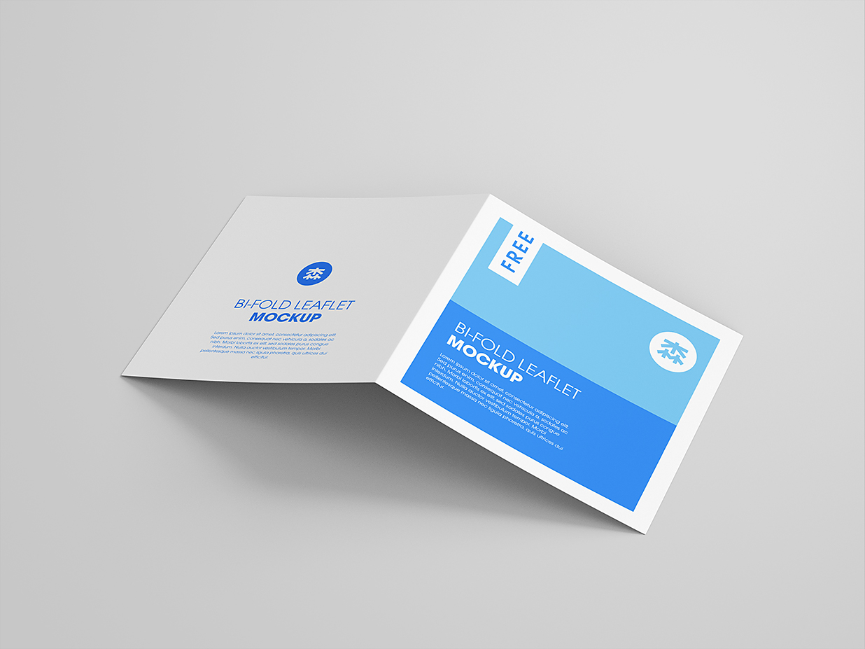 精致的方形折页双折页样机mockup8组插图1