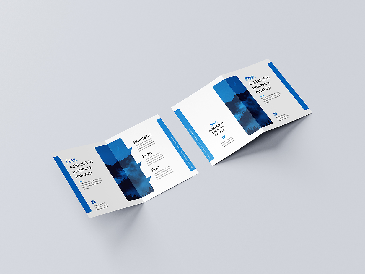 优雅的折页双折页样机mockup5组插图1