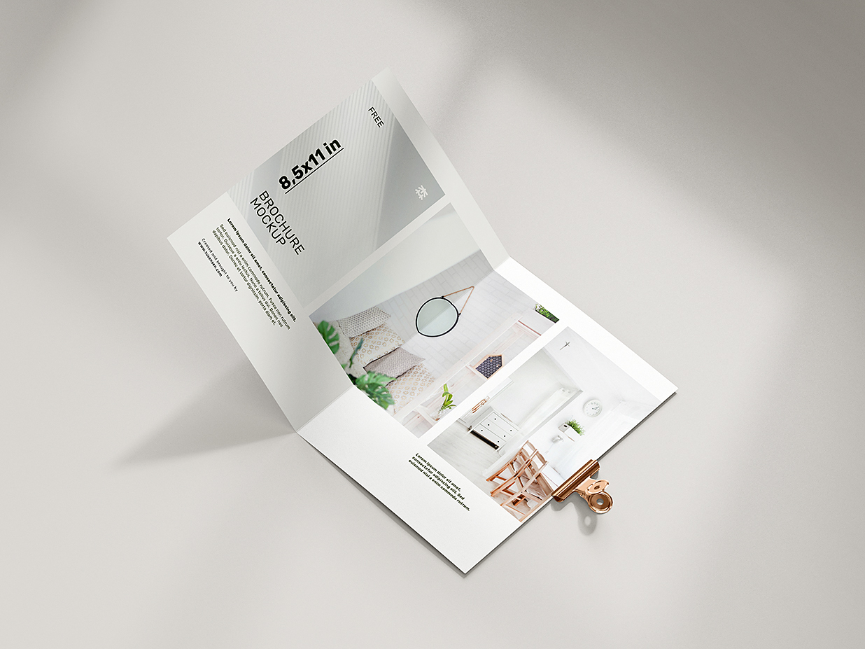 带夹子的折页双折页样机mockup5组插图1