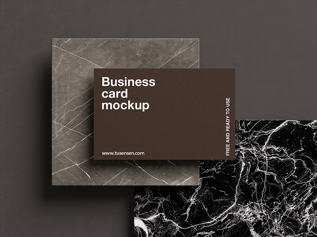 放在大理石上的名片样机mockup5组插图1