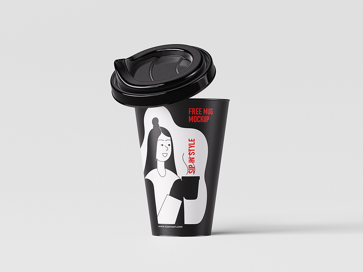 塑料咖啡杯饮品杯样机mockup4组插图1