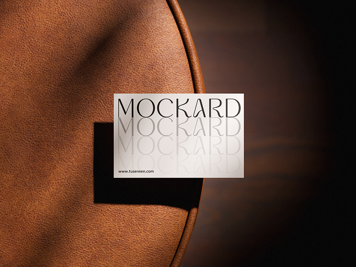 真皮沙发上的名片样机mockup3组插图1