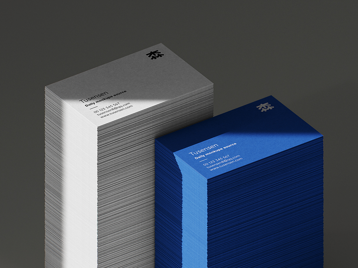 高质感堆叠的名片样机mockup5组插图1