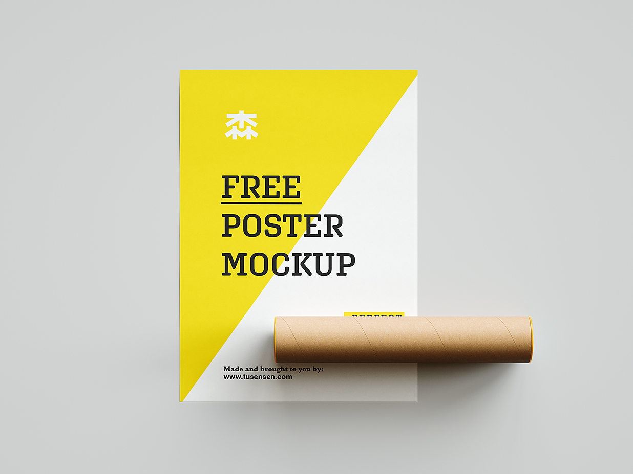 带纸筒的海报样机mockup3组插图1