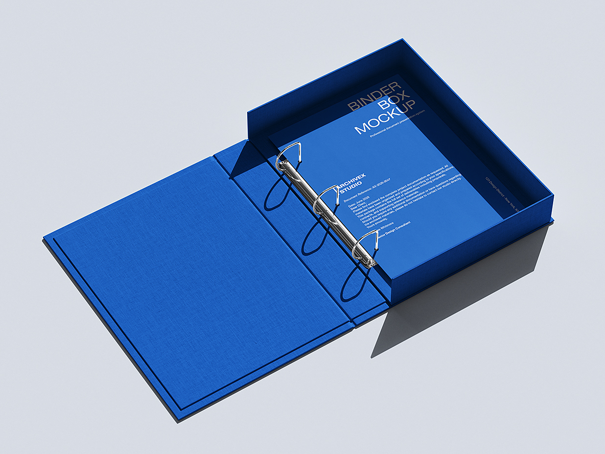 带盒式活页夹文件夹资料夹样机mockup5组插图1