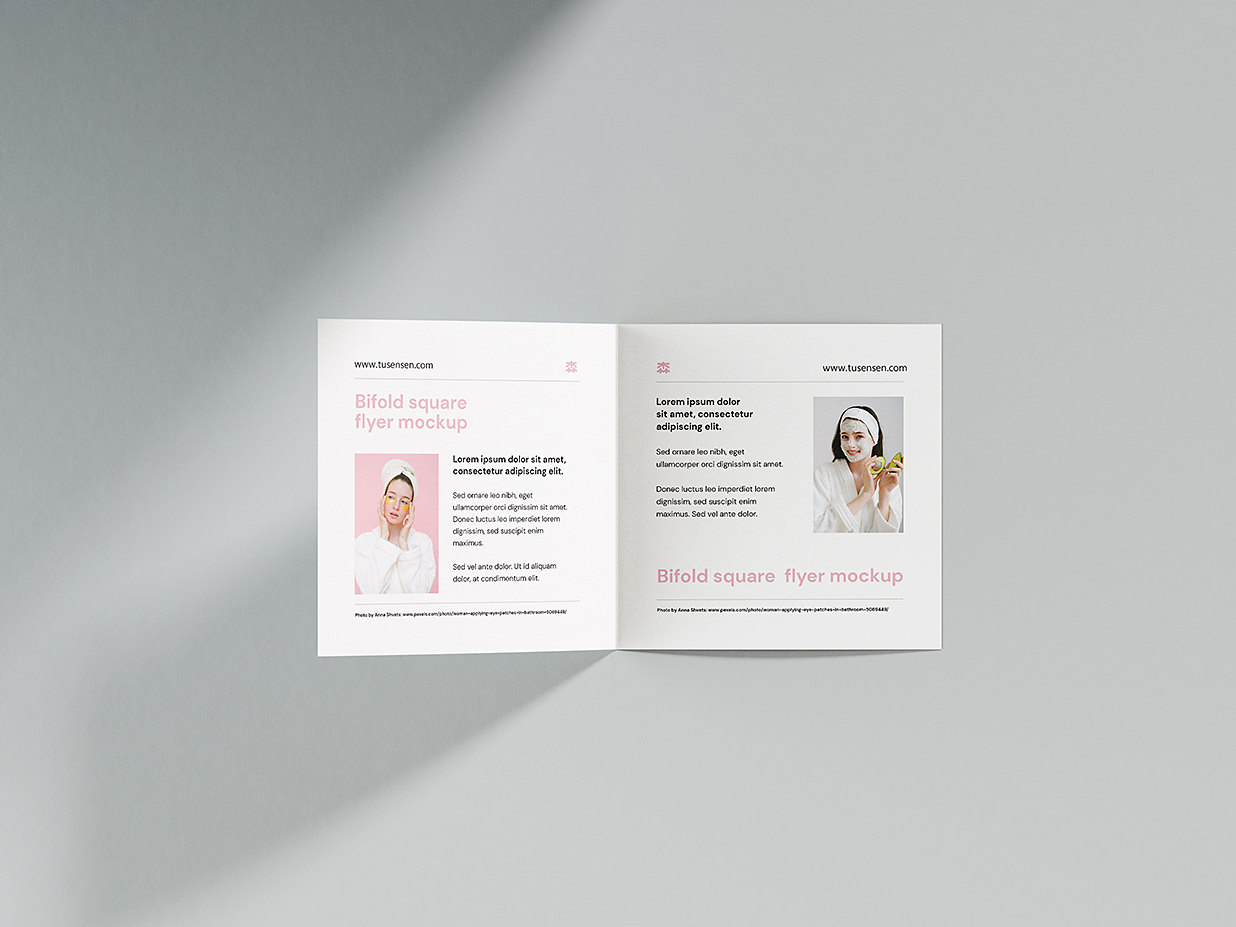 极简方形折页双折页样机mockup5组插图2