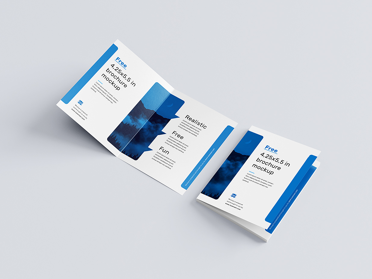 优雅的折页双折页样机mockup5组插图2
