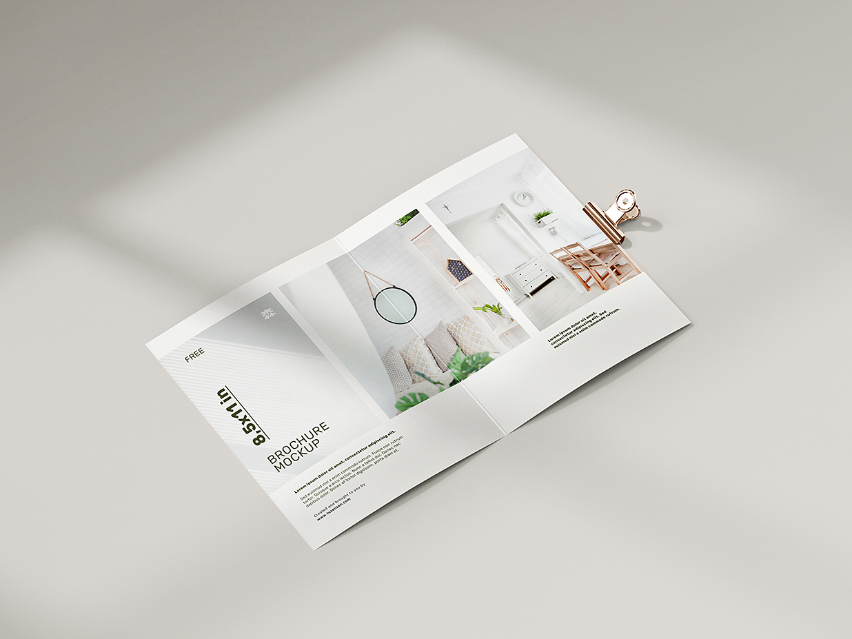 带夹子的折页双折页样机mockup5组插图2