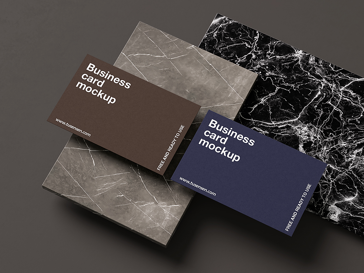 放在大理石上的名片样机mockup5组插图2