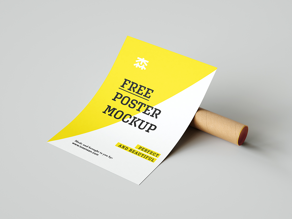 带纸筒的海报样机mockup3组插图2 带纸筒的海报样机mockup3组插图2