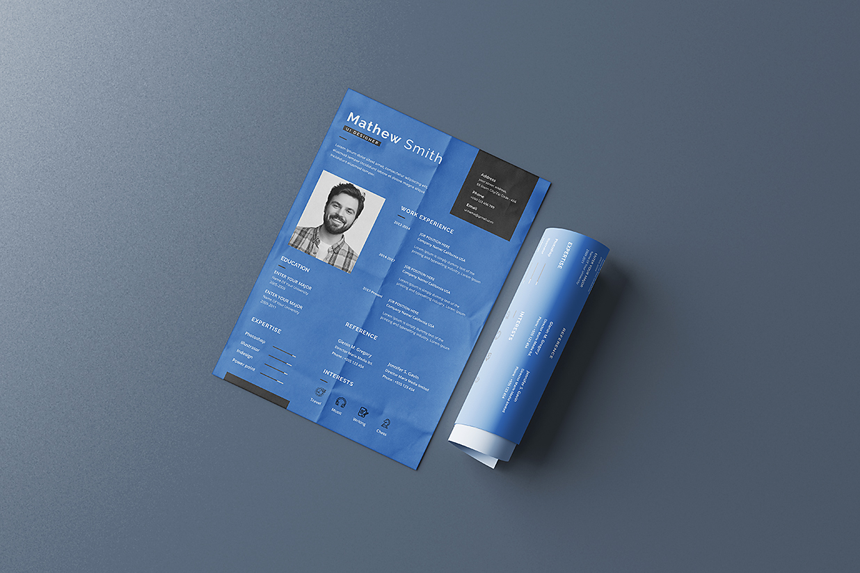 A4 简历模板海报样机mockup5组插图2