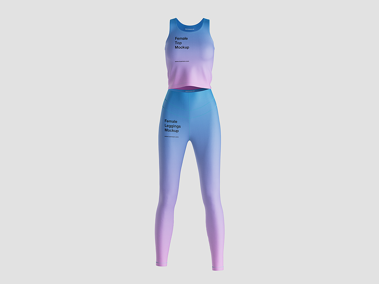 女性上衣和紧身裤瑜伽服样机mockup3组插图2 女性上衣和紧身裤瑜伽服样机mockup3组插图2