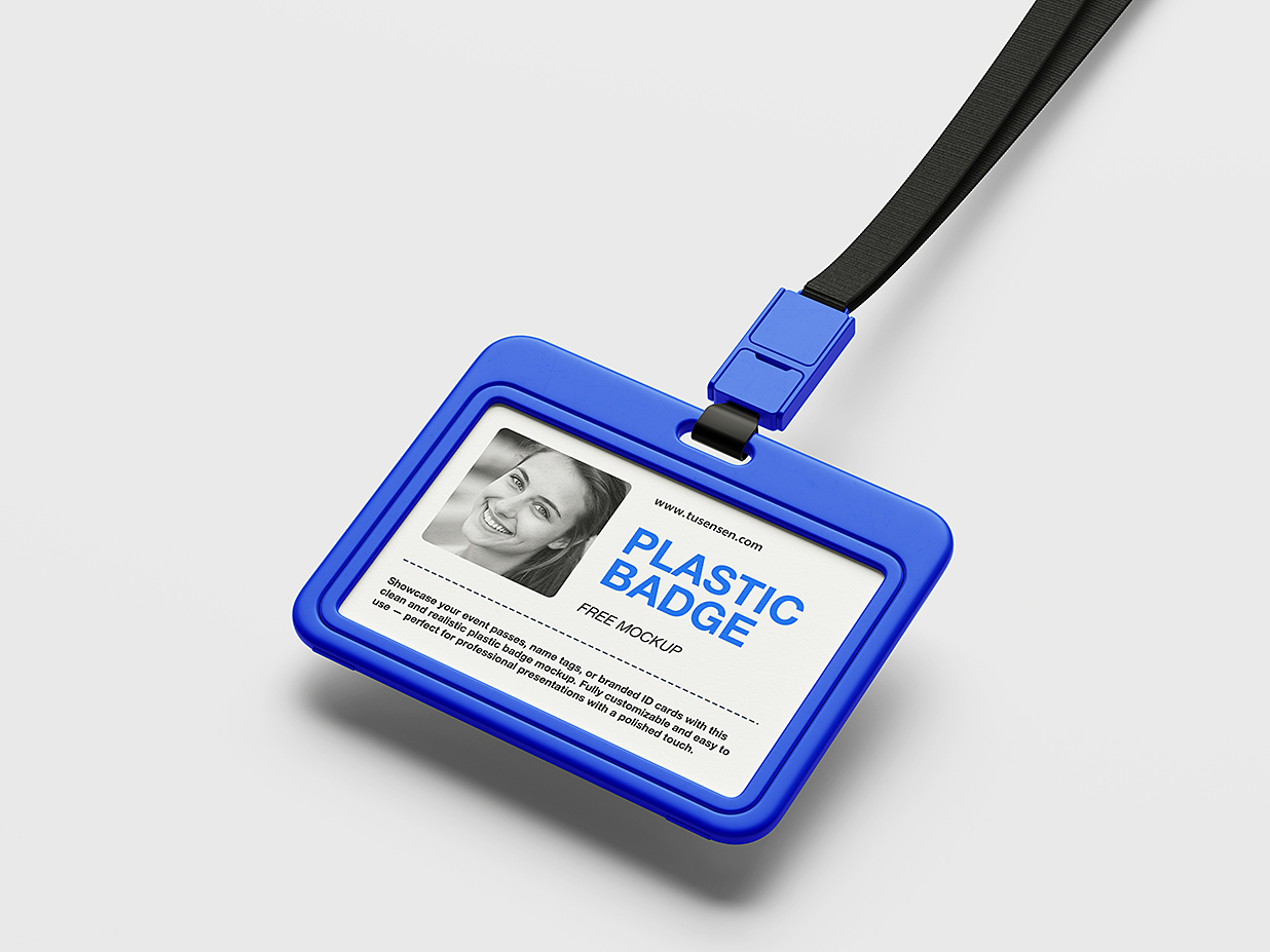带挂绳的横版工牌工作证胸牌样机mockup4组插图2