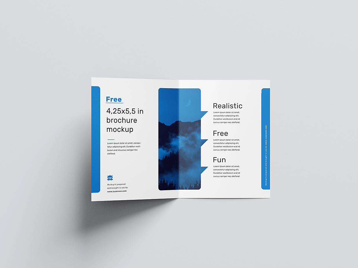 优雅的折页双折页样机mockup5组插图3