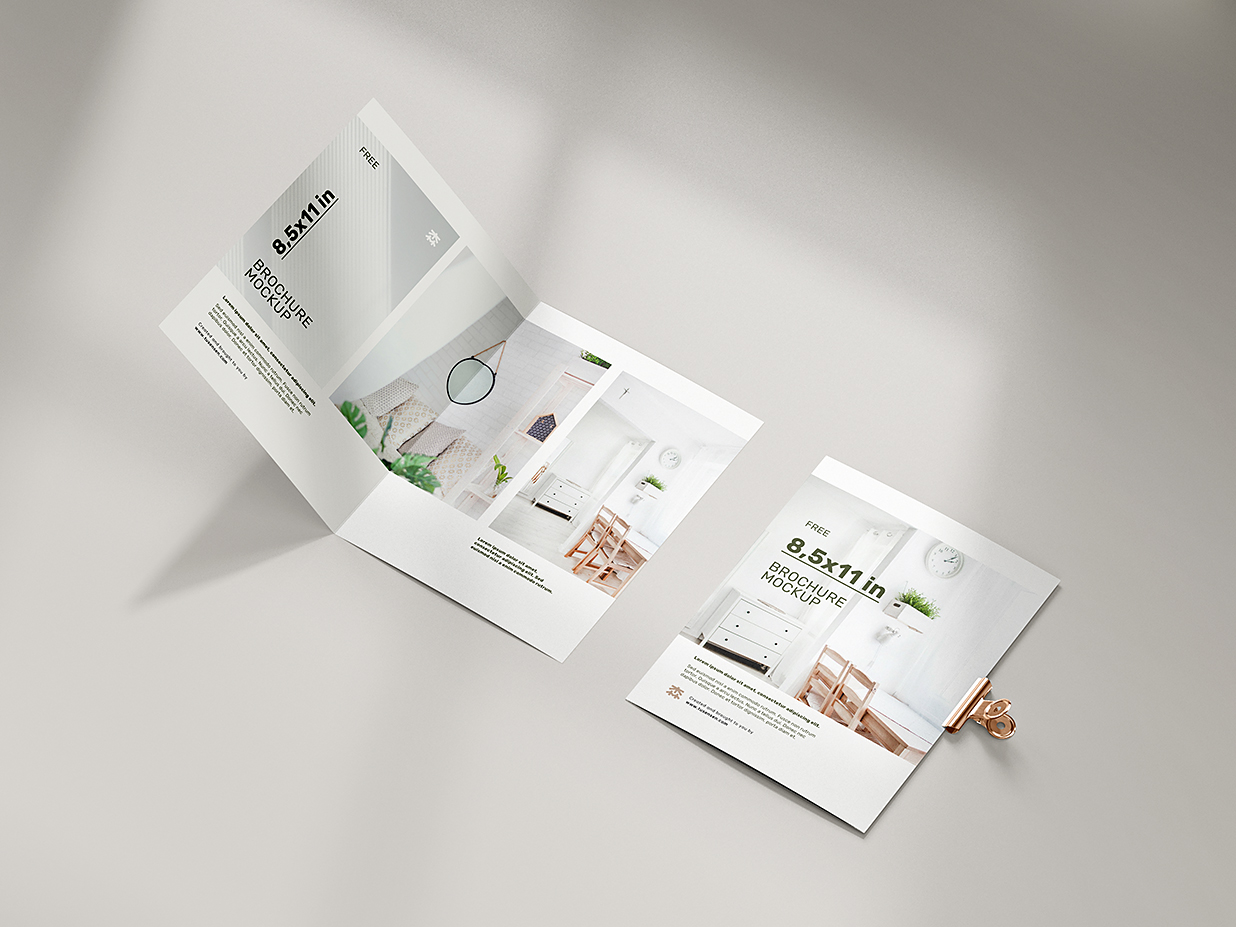 带夹子的折页双折页样机mockup5组插图3