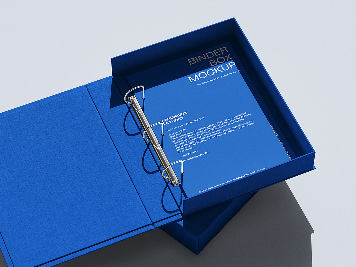 带盒式活页夹文件夹资料夹样机mockup5组插图4