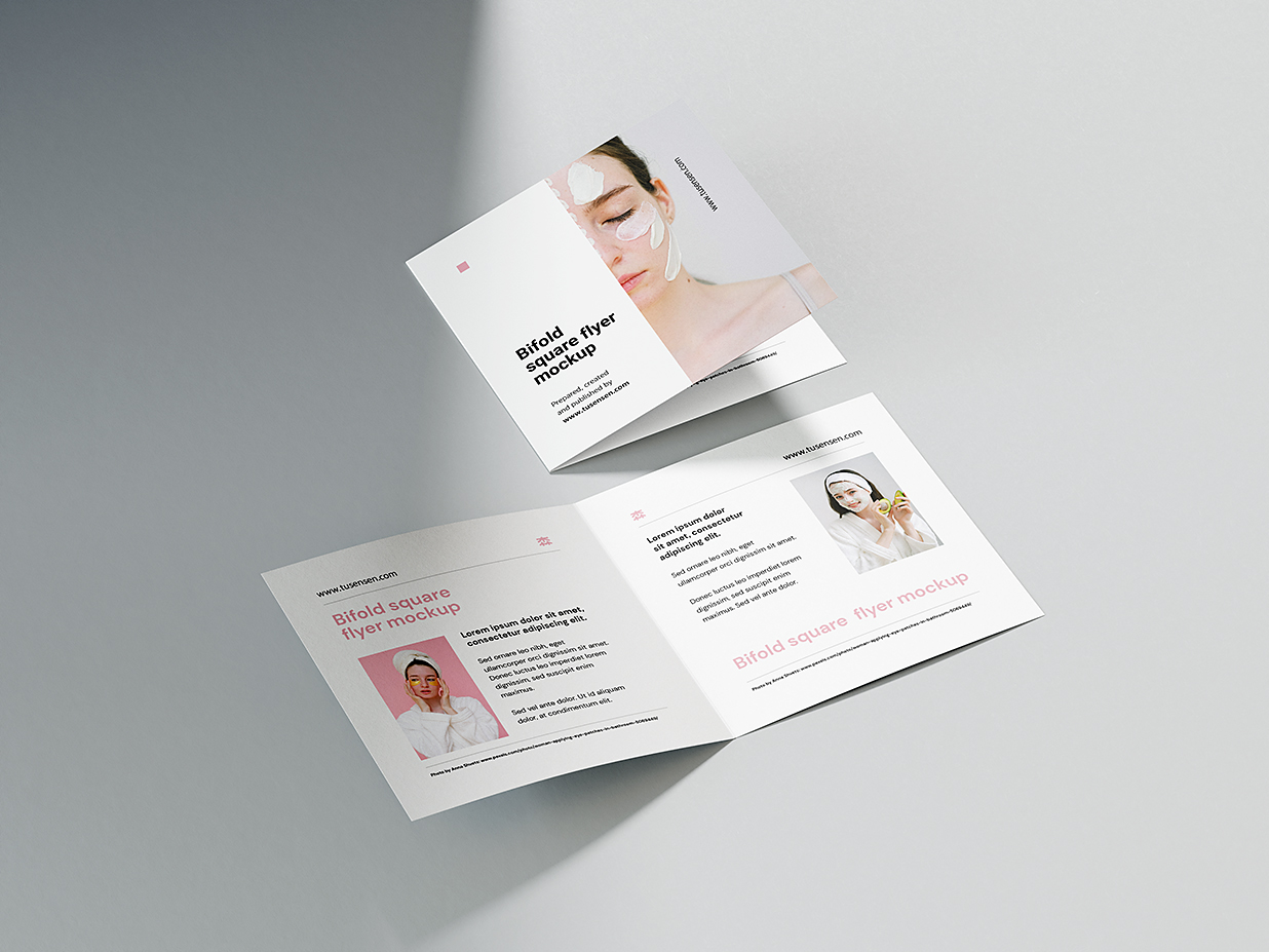 极简方形折页双折页样机mockup5组插图4 极简方形折页双折页样机mockup5组插图4