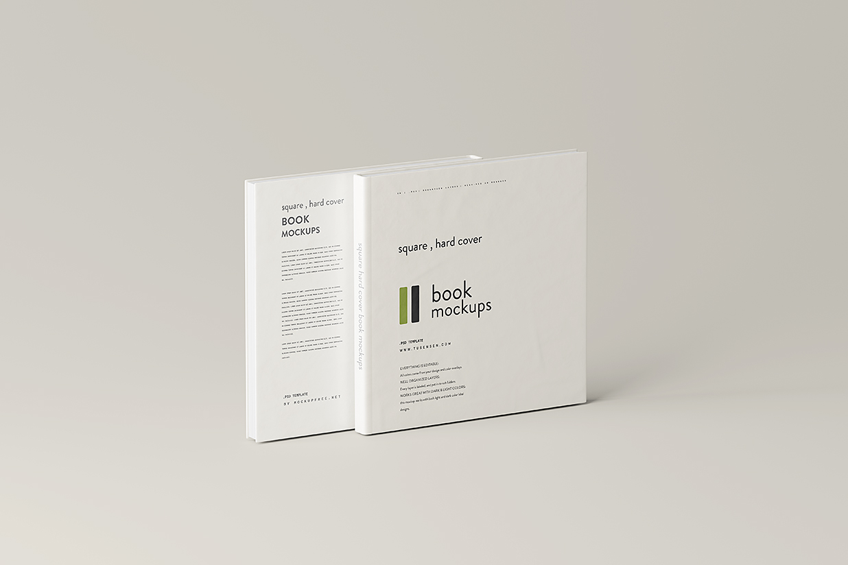 优雅的方形精装书籍样机mockup5组插图4 优雅的方形精装书籍样机mockup5组插图4