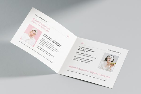极简方形折页双折页样机mockup5组缩略图 极简方形折页双折页样机mockup5组