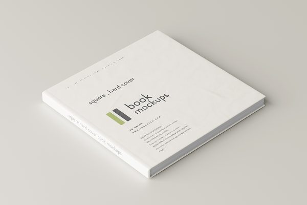 优雅的方形精装书籍样机mockup5组