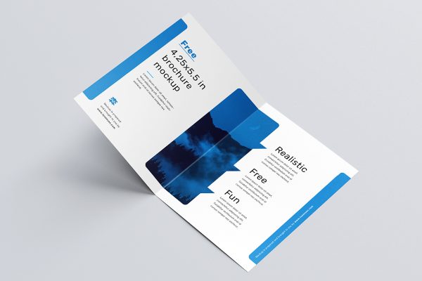 优雅的折页双折页样机mockup5组