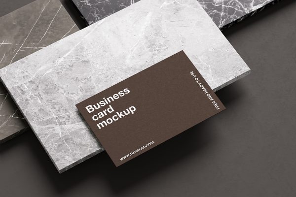 放在大理石上的名片样机mockup5组