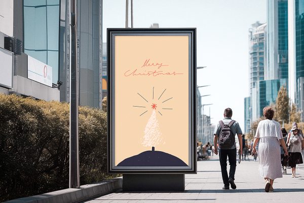 户外街边广告牌海报样机mockup