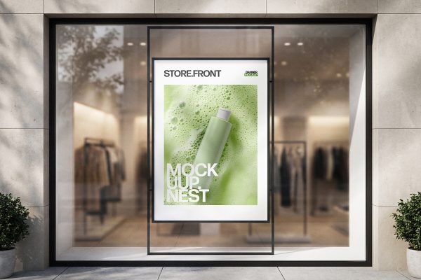 店铺橱窗广告牌海报样机mockup
