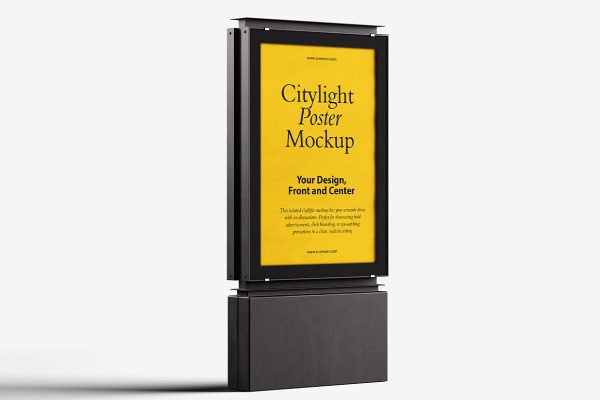 城市灯广告牌海报样机mockup3组