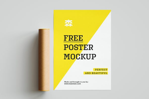 带纸筒的海报样机mockup3组