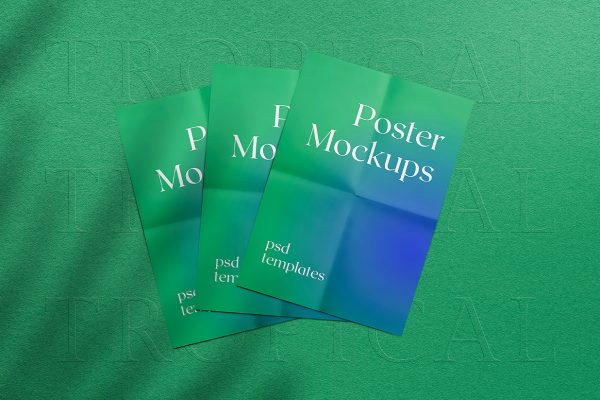 带折痕的纸张海报样机mockup缩略图 带折痕的纸张海报样机mockup