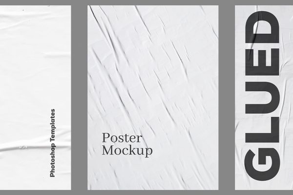 逼真的皱痕胶粘海报样机mockup缩略图 逼真的皱痕胶粘海报样机mockup