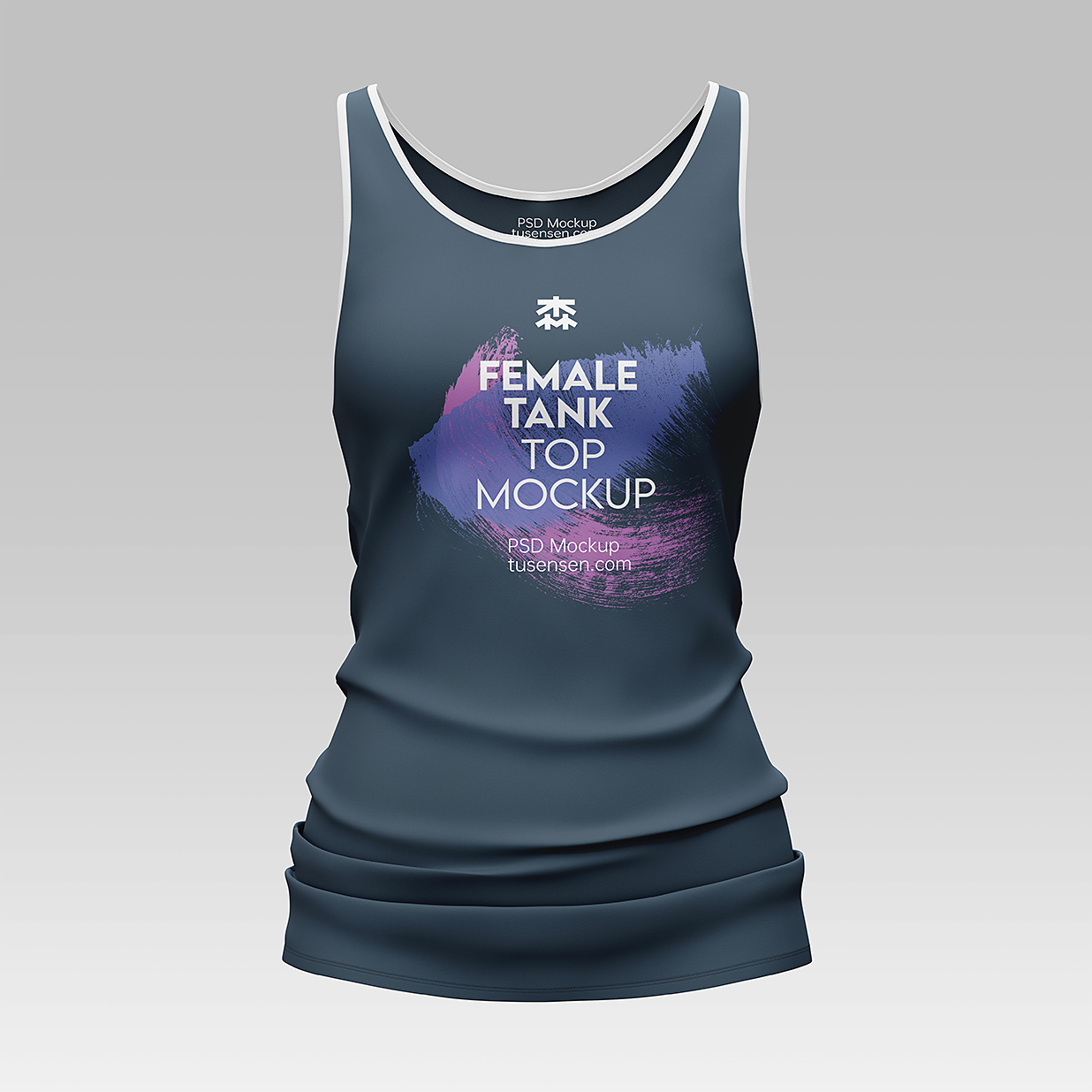 带褶皱的女生运动背心样机mockup3组插图