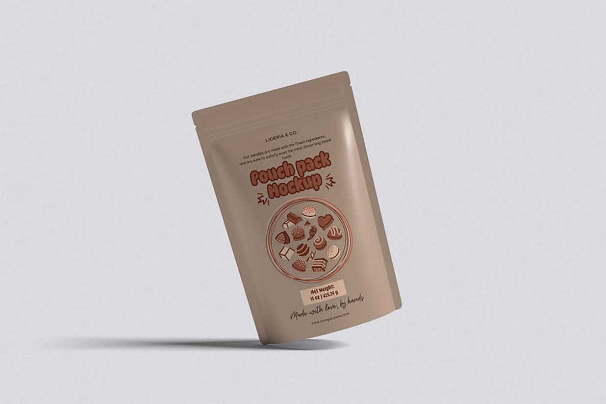 零食袋自立袋自封袋包装样机mockup4组插图