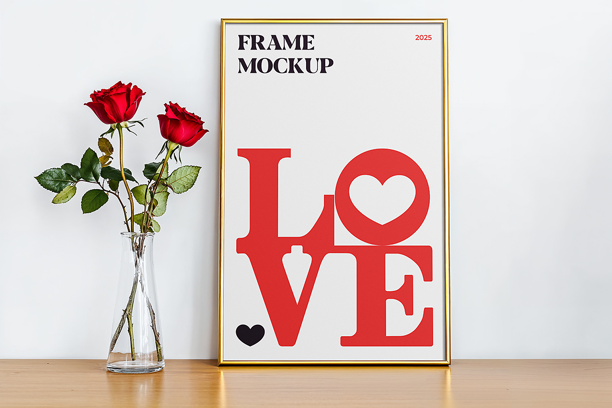 情人节主题装饰画框架海报样机mockup3组插图