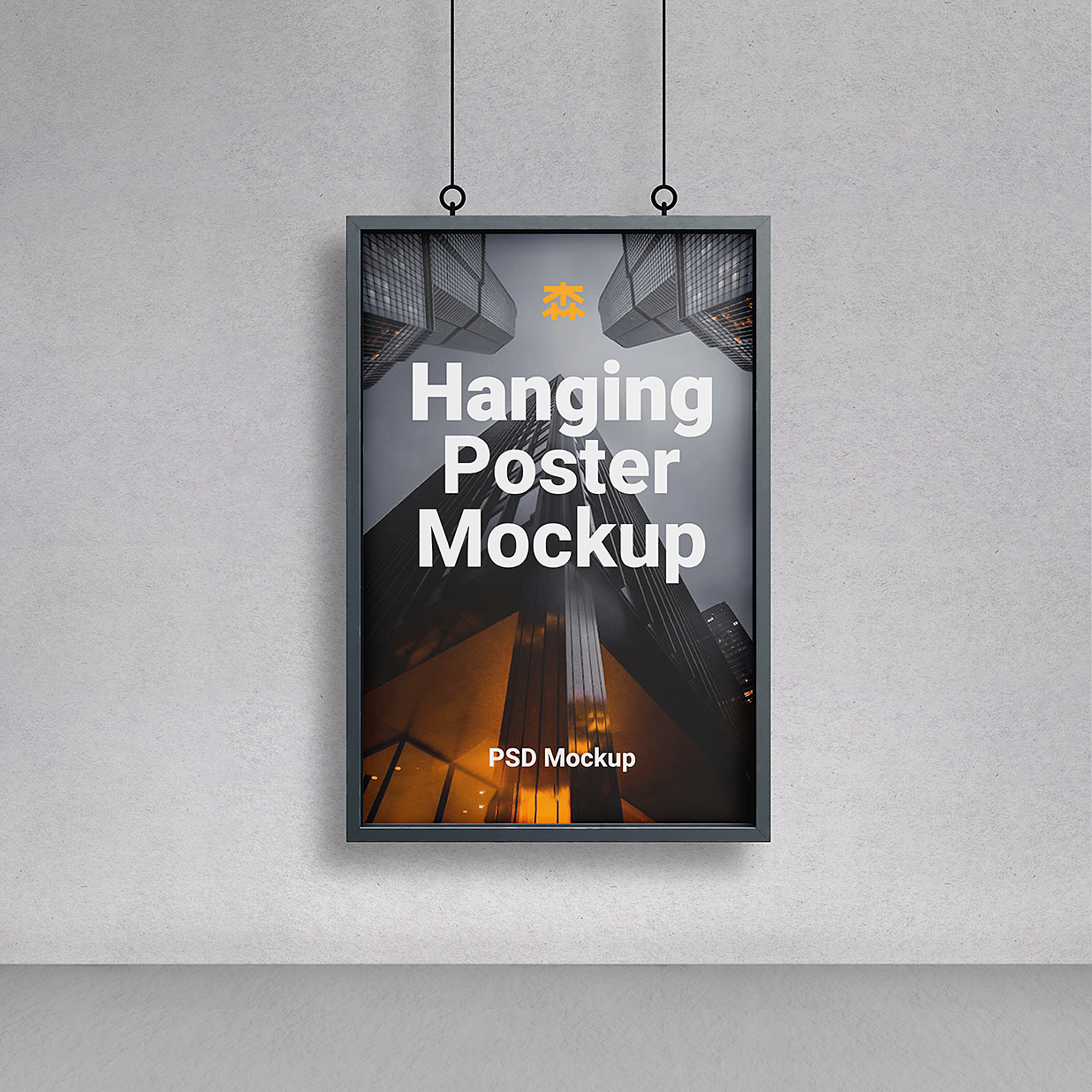 悬挂式带框架的海报样机mockup3组插图