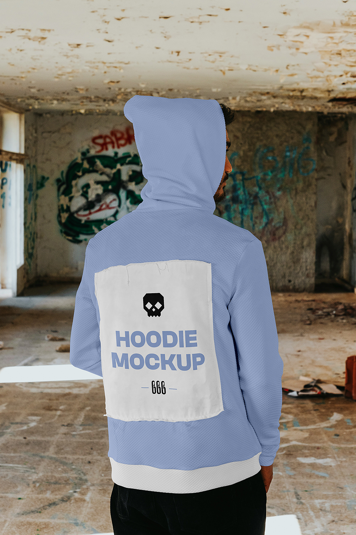男生身穿连帽衫卫衣背面样机mockup插图 男生身穿连帽衫卫衣背面样机mockup插图