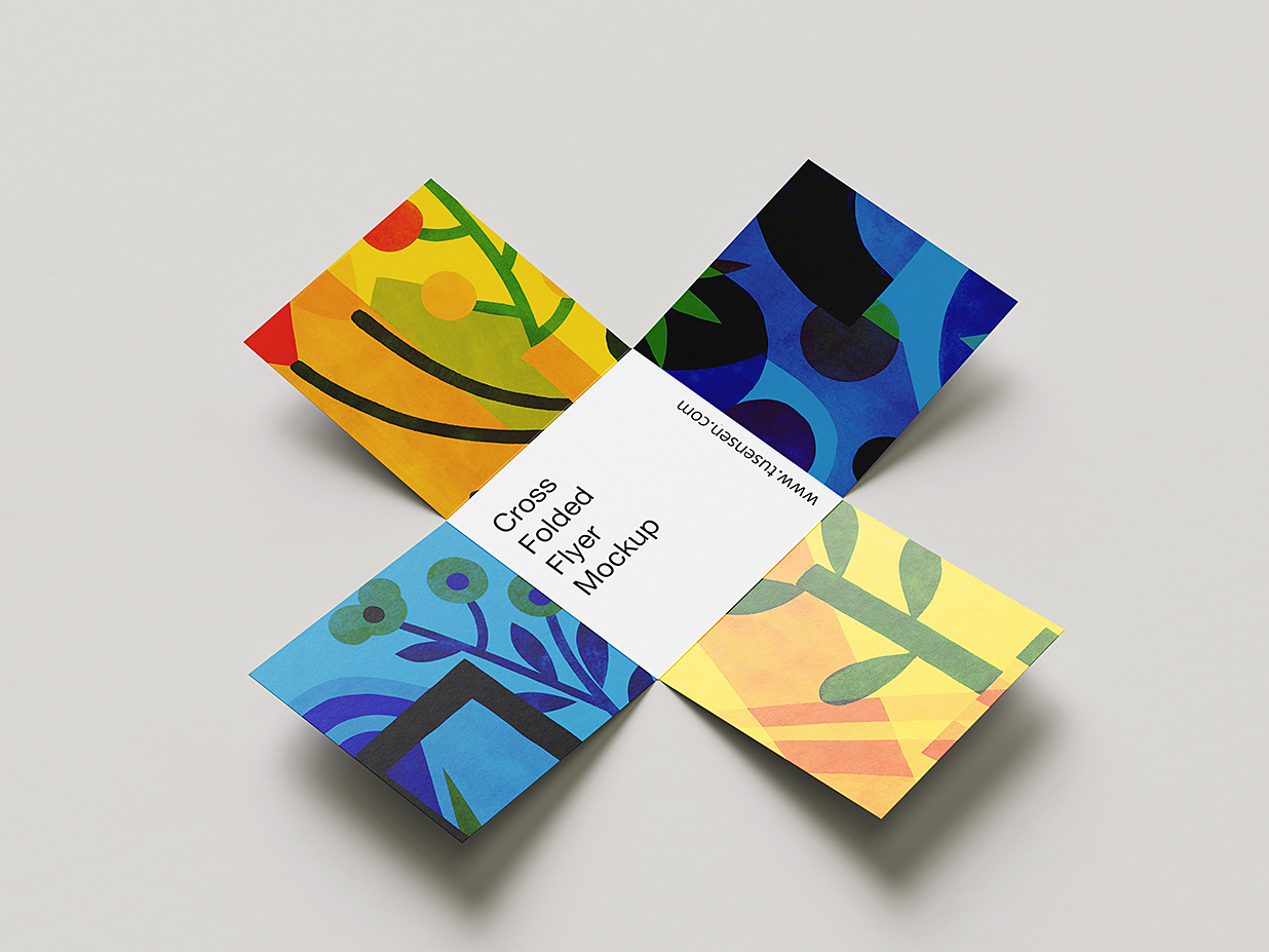 十字折叠折页传单样机mockup7组插图