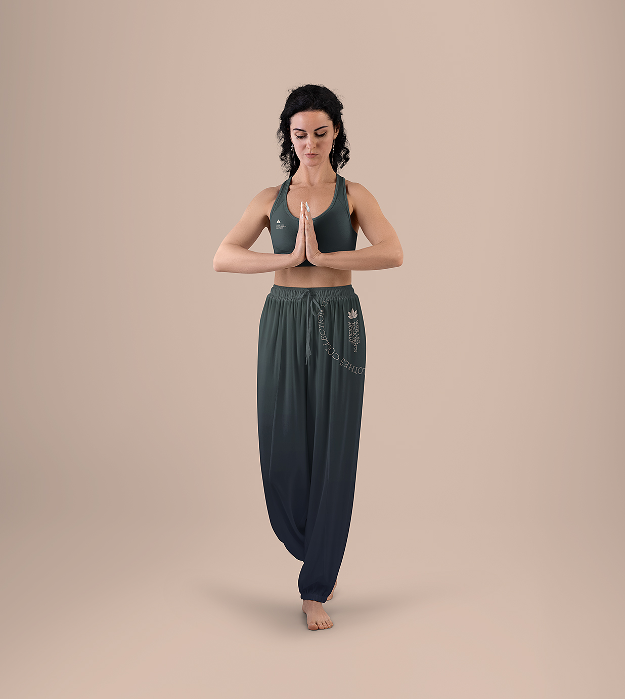 阔腿裤和瑜伽服上衣样机mockup2组插图